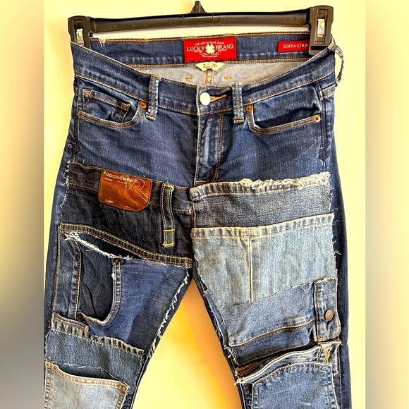 Custom and reworked, Preloved Lucky Brand Sofia Straight Jeans Size 2/26 - Picture 1 of 10